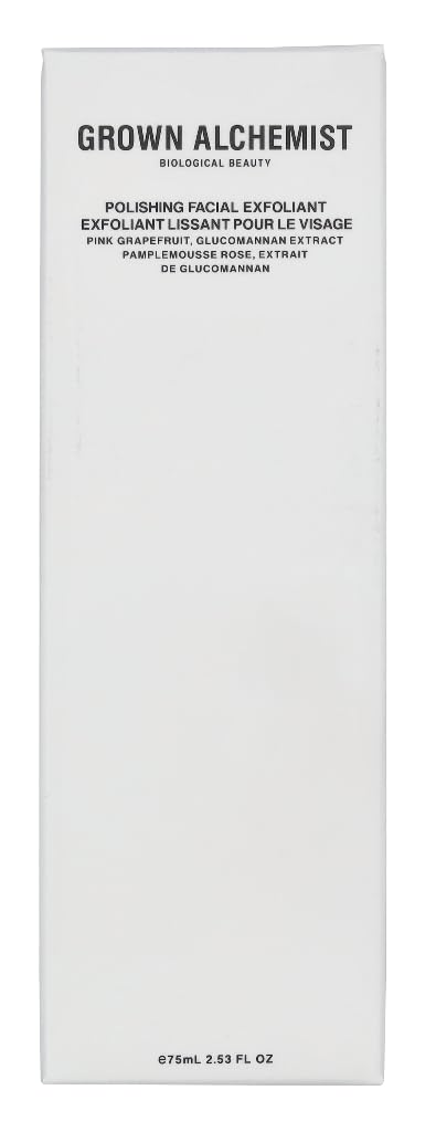 Grown Alchemist Women's Polishing Exfoliant application softens dull skin with fruity aroma.