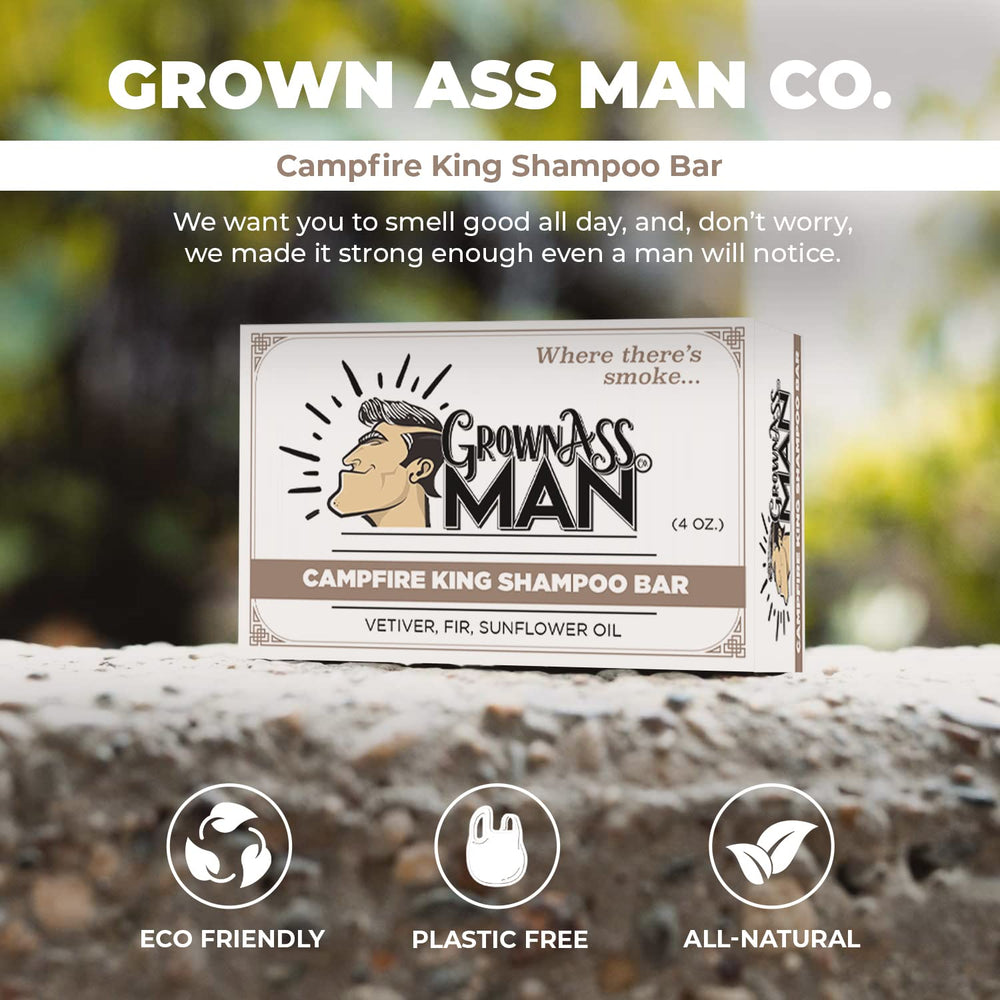 Grown Ass Man Co Campfire King contains sunflower oil for moisturized shine.