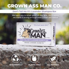 Grown Ass Man Co eco-friendly packaging emphasizes sustainability and plastic-free shopping.