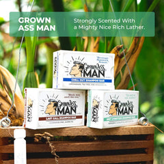 Grown Ass Man Co Mint Condition packaging, sustainable plastic-free design.