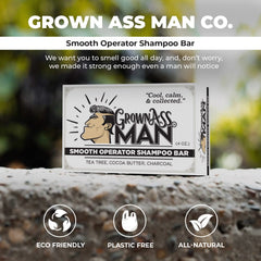 Grown Ass Man Co. Smooth Operator for beard and body cleansing in one bar.