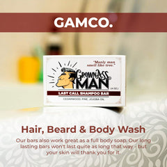 Grown Ass Man Co. solid bar used as body wash for full cleanse.