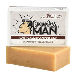 Grown Ass Man Co. solid shampoo bar lather close-up showing rich cleansing.