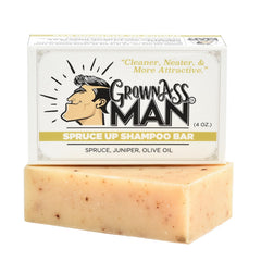 Grown Ass Man Co. Spruce Up bar lather illustrating natural nourishment for scalp and hair