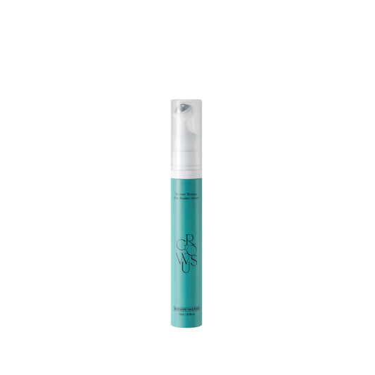 Growus Recover Therapy Booster Serum bottle highlights a lightweight solution for fuller-looking hair.