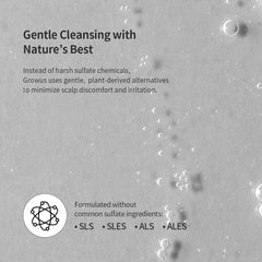 GROWUS Recover Therapy Shampoo close-up shows thicker-looking hair