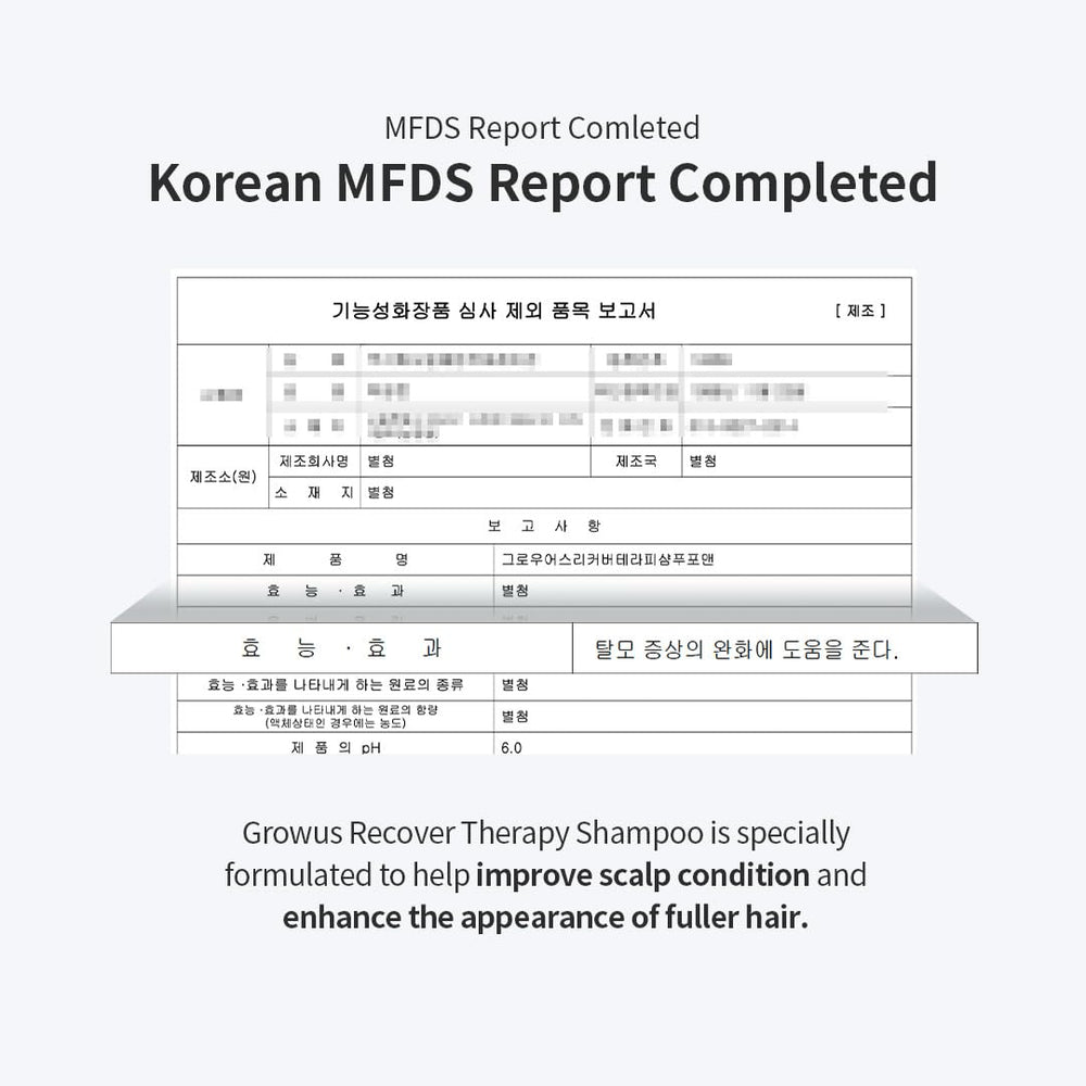 GROWUS Recover Therapy Shampoo includes tea tree and peppermint fragrance
