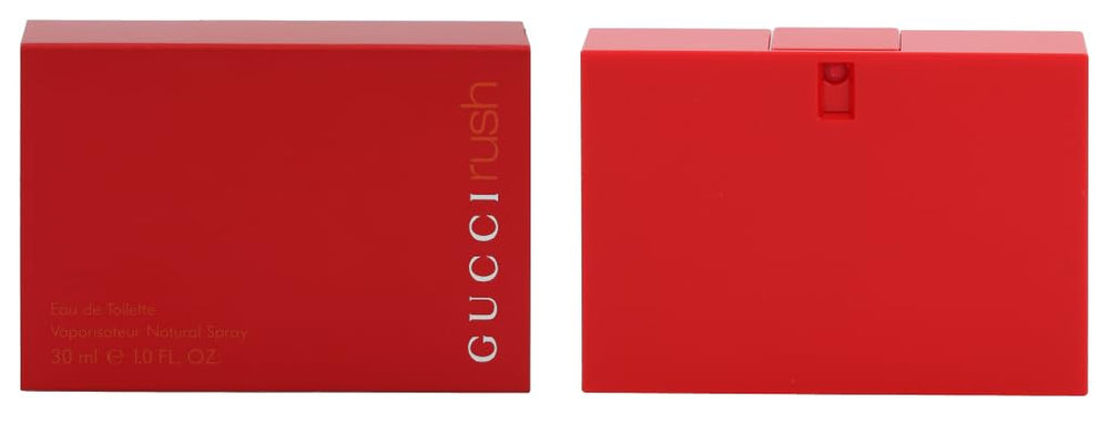 Gucci Rush perfume bottle front view; elegant, compact size for daily carry