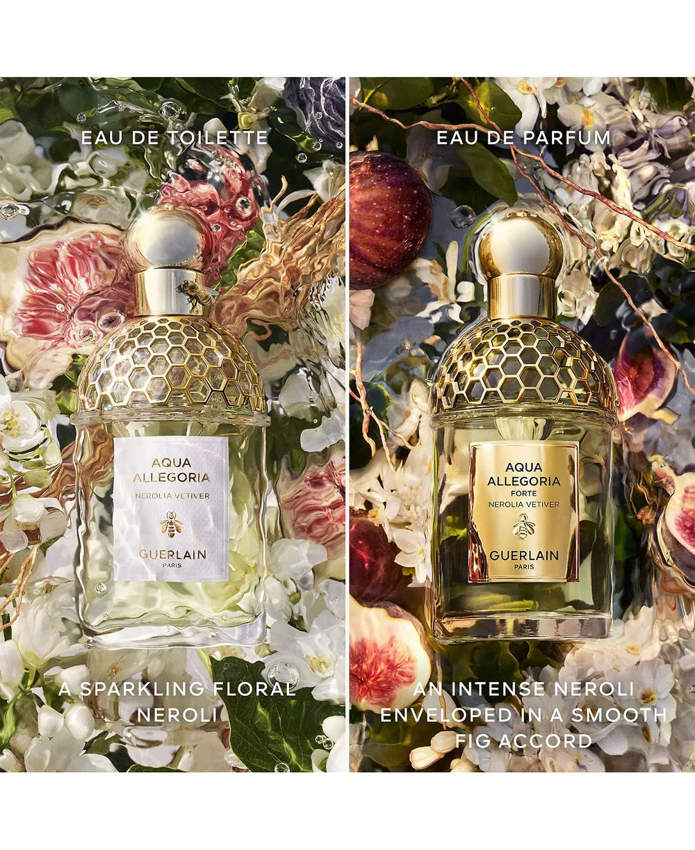 Guerlain Nerolia Vetiver essence swirl bottle under studio light