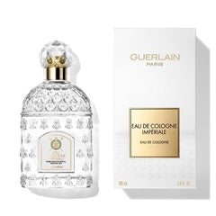 Guerlain Imperiale bee emblem label detail highlighting heritage and luxury appeal