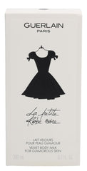 Guerlain La Petite Robe Noire Body Milk label highlighting premium fragrance and compact size.