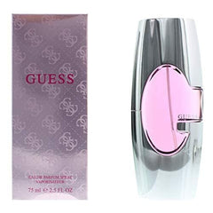 Delicate pink label on Guess image conveys feminine charm and light mood