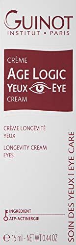 Guinot Age Logic Eye Cream applying scene showing brightening and firming benefits.