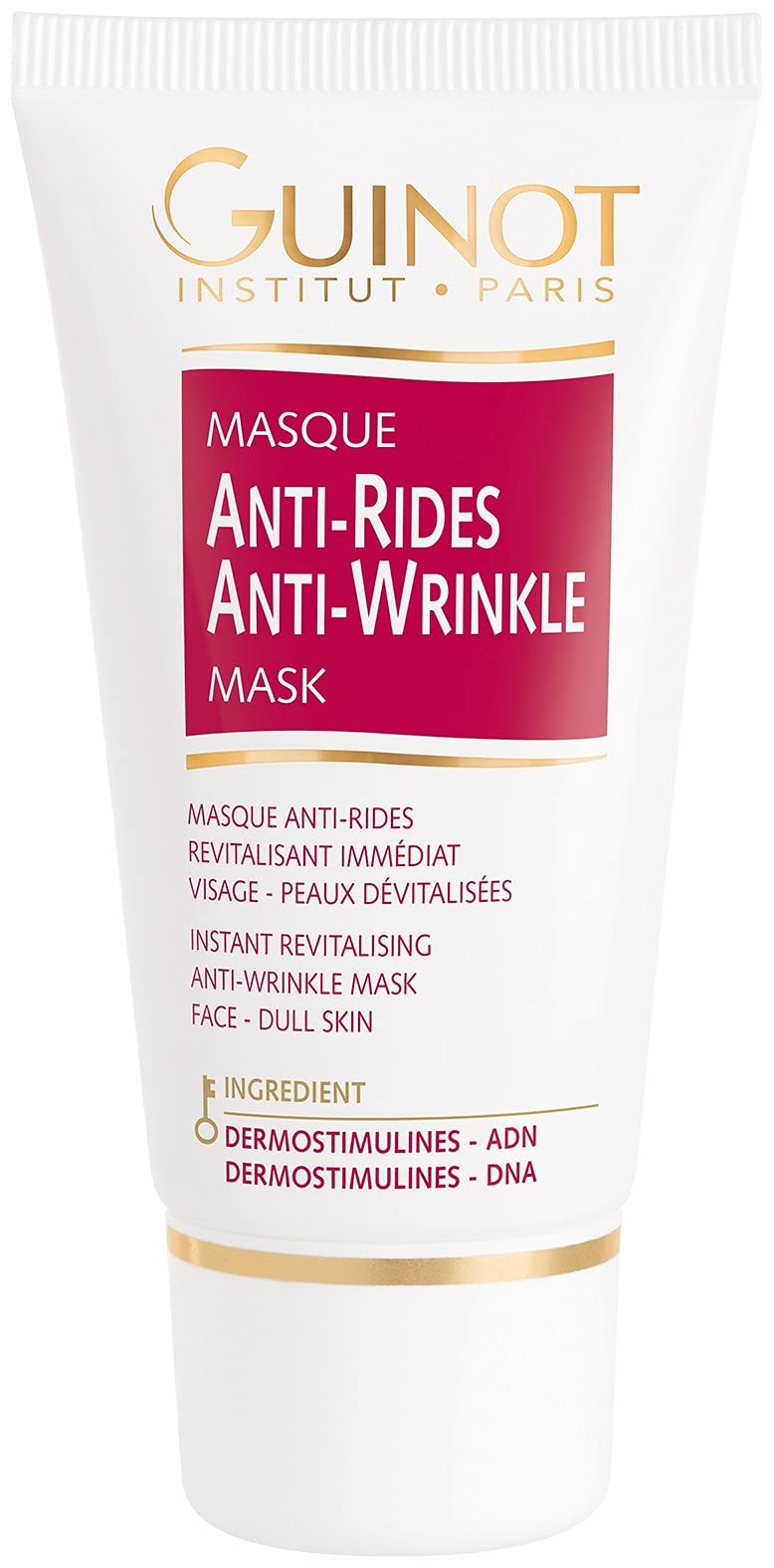Guinot Vital Anti-Wrinkle Mask jar close-up, creamy texture for rejuvenating tired skin.