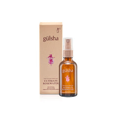Gülsha Ultimate Rosewater bottle demonstrates hydrating, skin-brightening potential for all skin types.