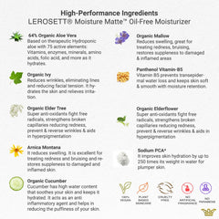 Matte finish on skin after applying LEROSETT moisturizer for shine control