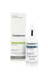 Gutaderme serum dropper applying product for even skin tone and hydration.