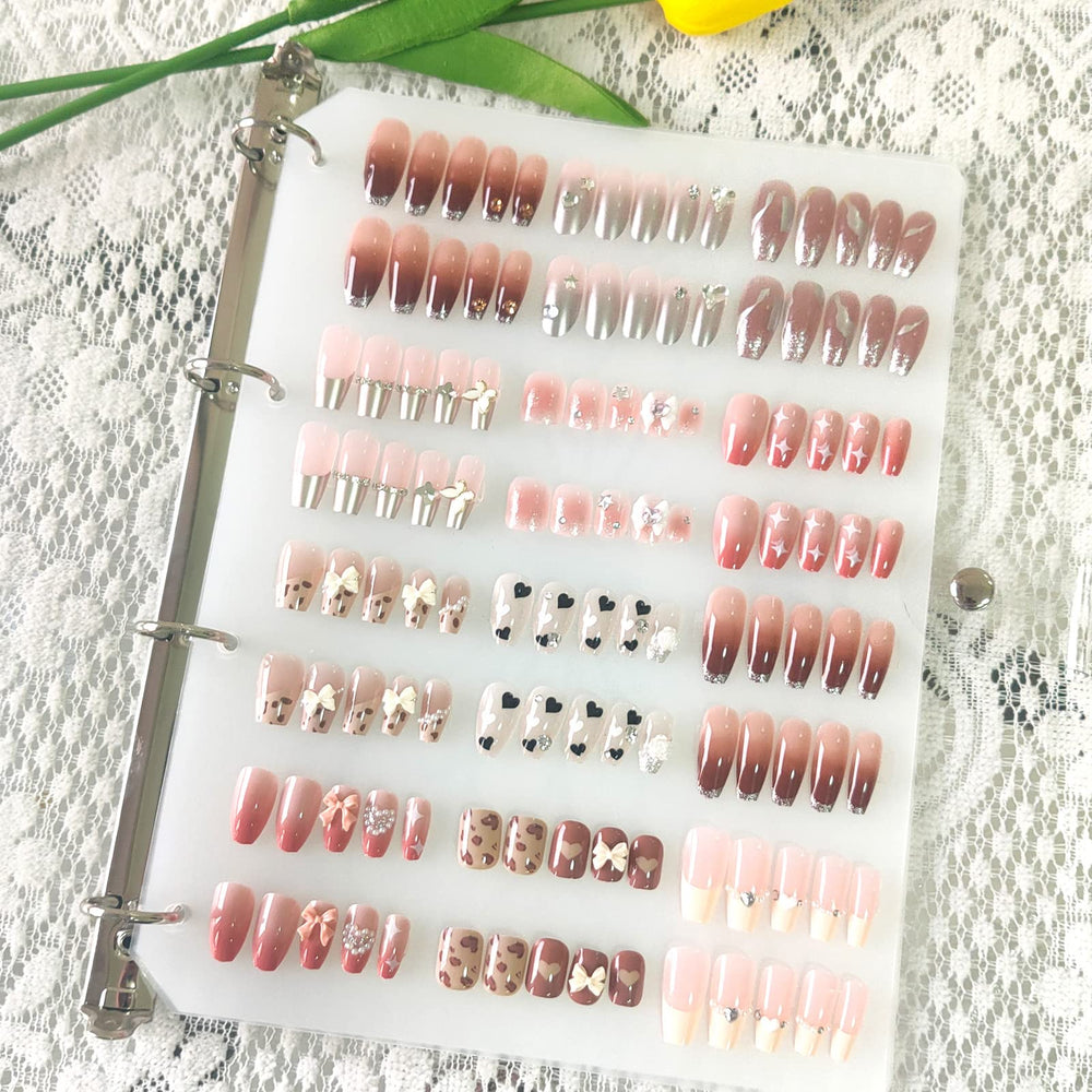 GUXACU nail organizer book front view with clear storage for quick nail selection.