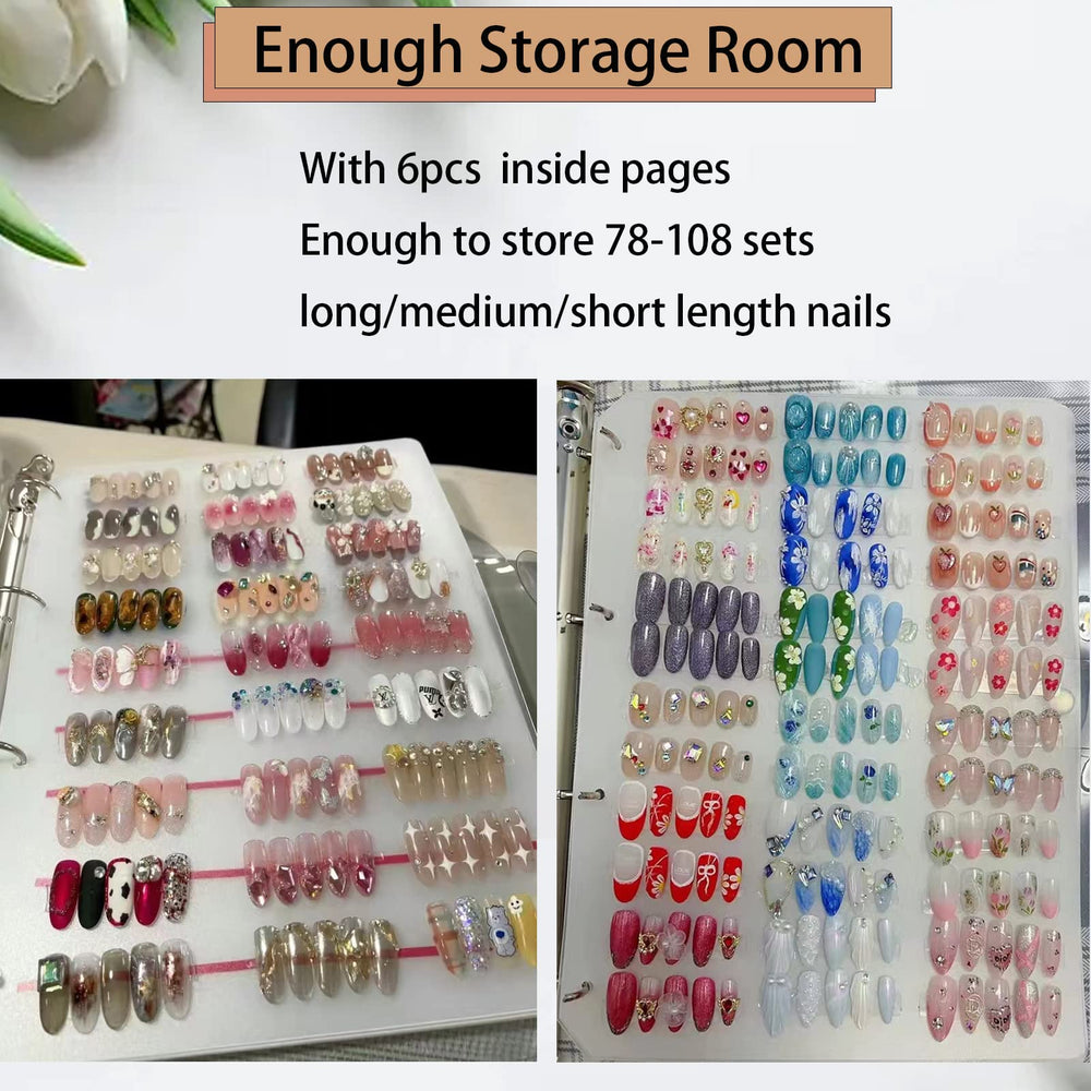 GUXACU nail organizer silver button closure protects nails from dust.