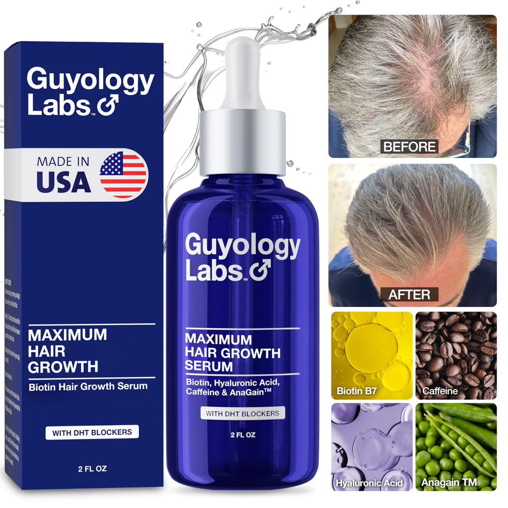 Guyology Labs Hair Growth Serum being applied twice daily on scalp