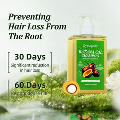 Gypsophila Batana Oil Shampoo pump shows even distribution for gentle cleansing