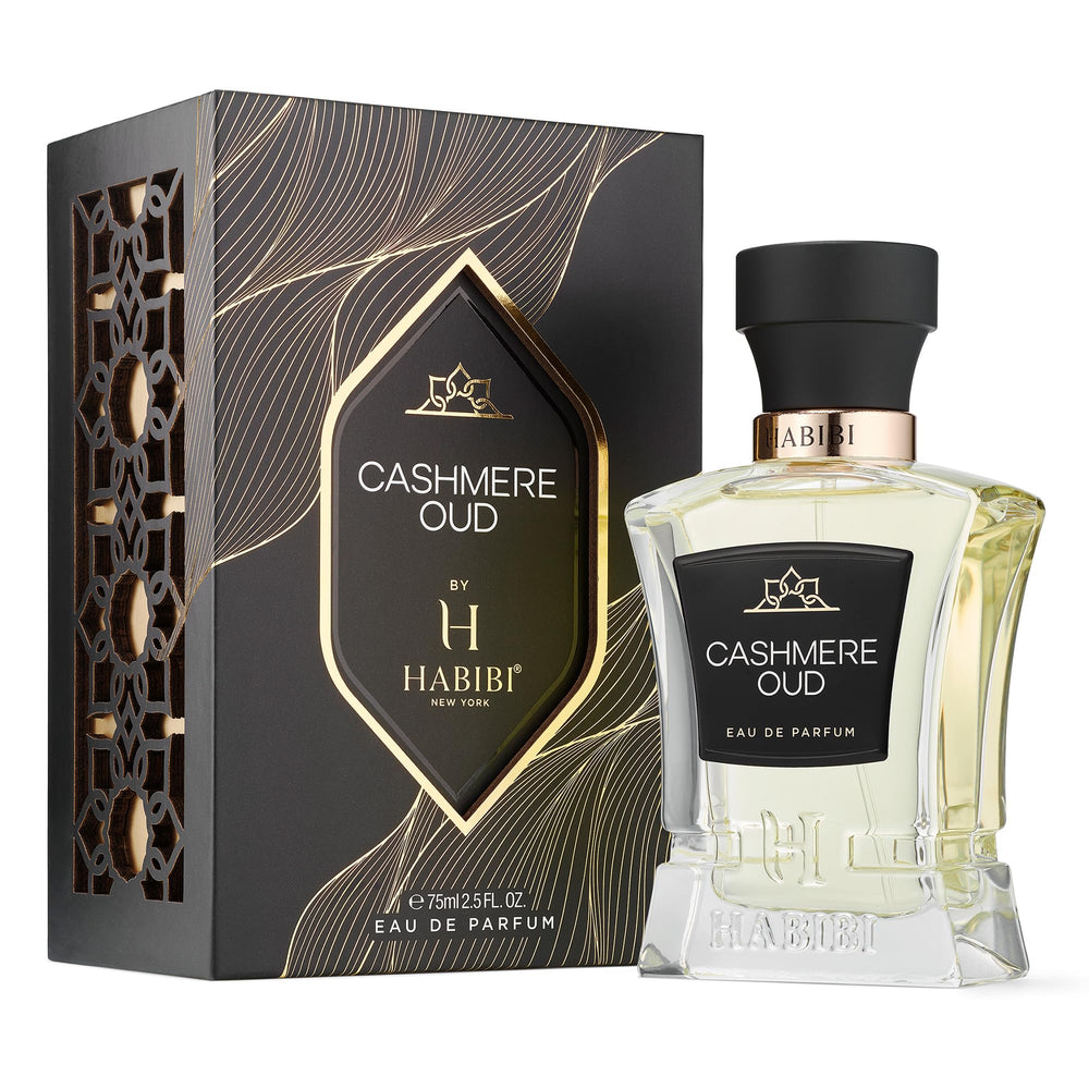 H HABIBI Cashmere Oud premium gift box emphasizes luxury packaging for occasions.