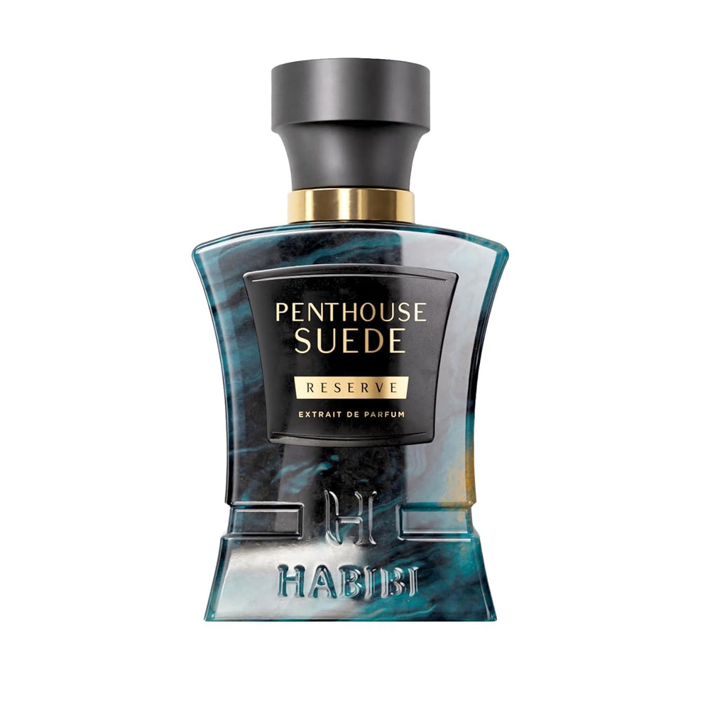 H Habibi Penthouse Suede bottle close-up highlighting premium design and lasting fragrance