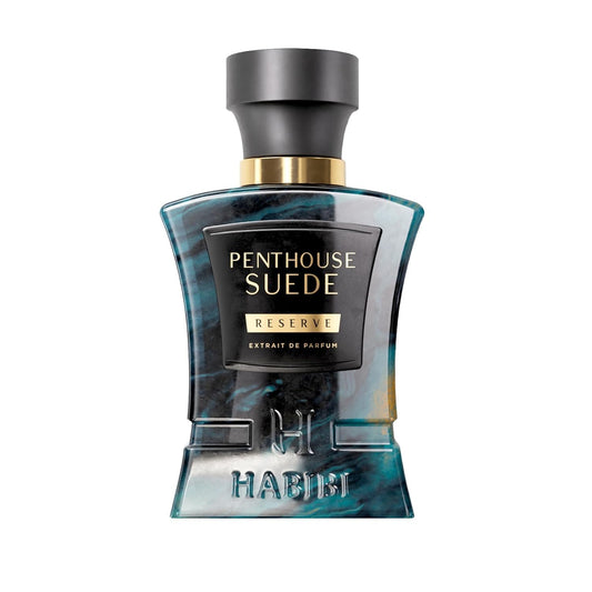 H Habibi Penthouse Suede bottle close-up highlighting premium design and lasting fragrance