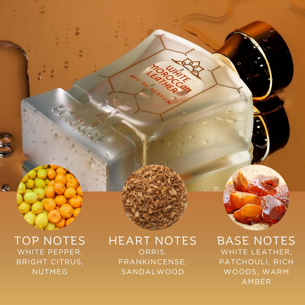 H HABIBI White Moroccan Leather 75ml bottle with long-lasting presence.