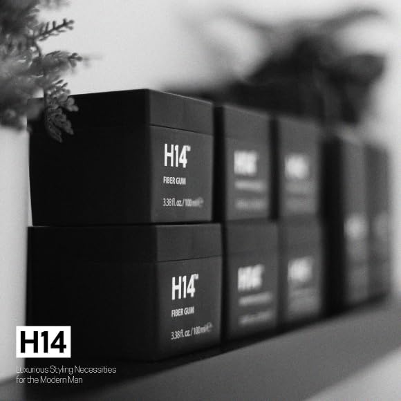 H14 Fiber Gum European-made badge signals premium grooming suitable for bold styles.