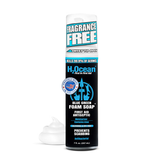 H2Ocean blue-green foam soap bottle for tattoo aftercare