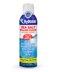 H2Ocean Healing Ocean Sea Salt Wound Spray bottle ready for daily cleansing of piercings and minor wounds.