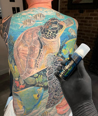InkRenu brightened tattoo detail after gentle foam use