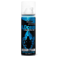 H2Ocean Ocean Foam bottle for tattoo aftercare promotes breathable ink sealing.
