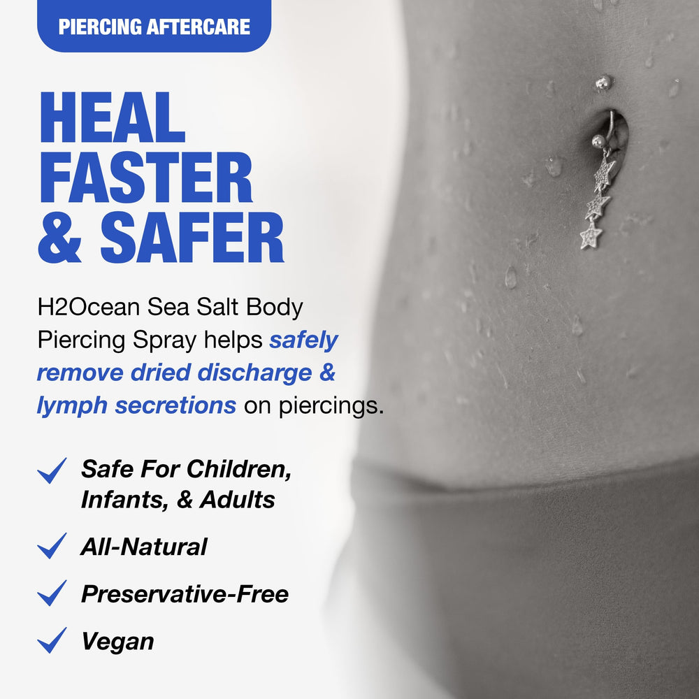 H2Ocean spray bottle back label detailing ingredients and usage guidance.