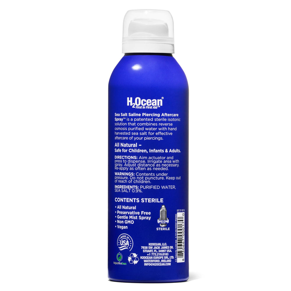 Minimalist packaging and clear labeling for simple piercing aftercare.