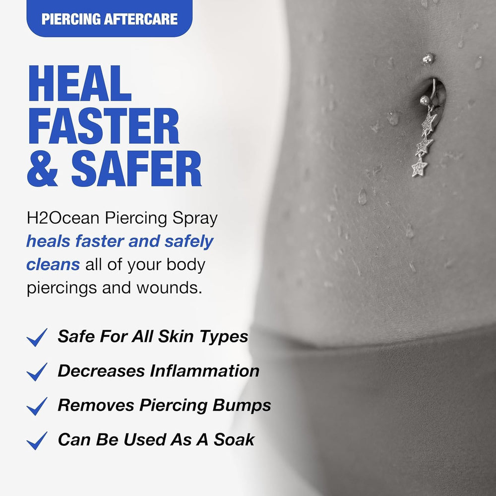H2Ocean Sea Salt Lysozyme formula supports cleansing during piercing healing