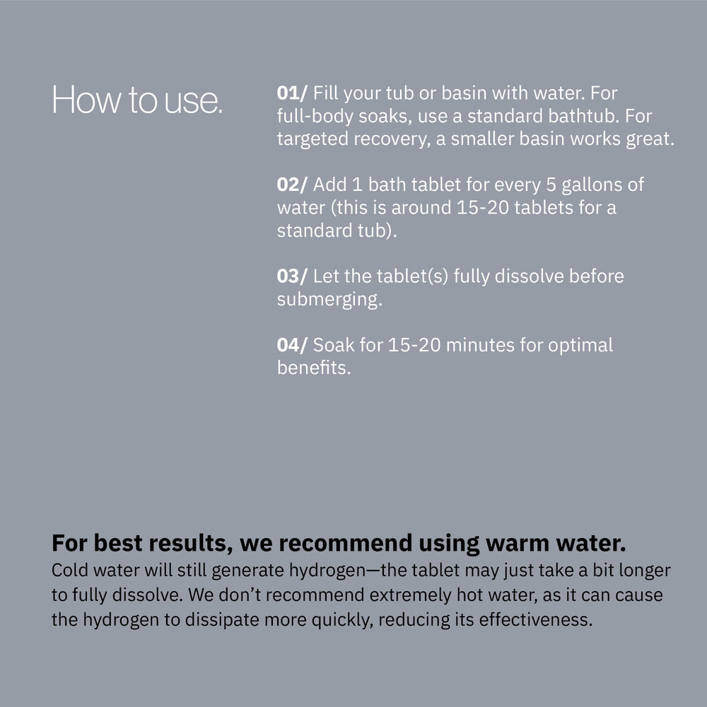 H2TAB tablet aids muscle relief and relaxed nerves during soak.