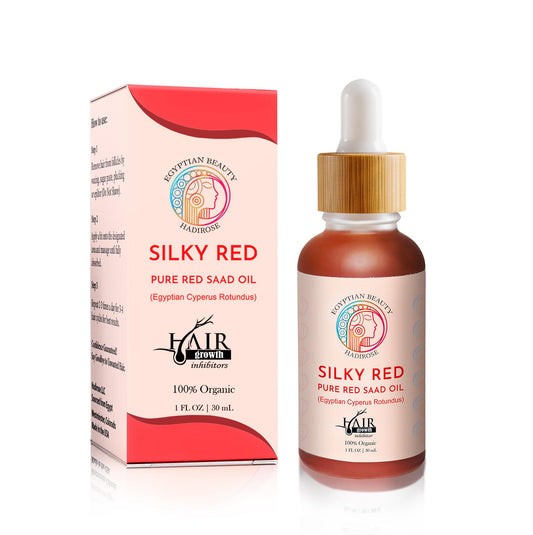 Hadirose Red Saad Oil bottle—pure concentrate for gentle hair removal prep.