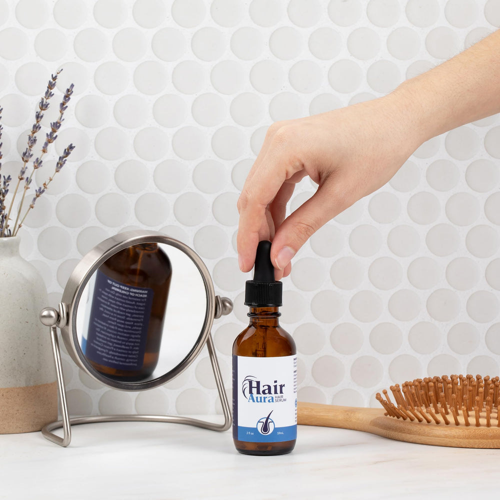Hair Aura night-time application demonstrating easy nightly use.