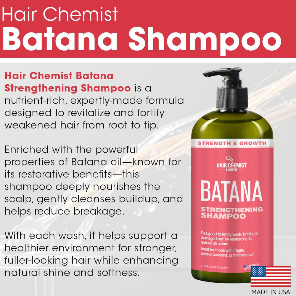Hair Chemist Batana Strengthening Shampoo Batana oil illustration emphasizing nourishment