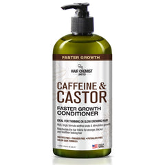 Hair Chemist caffeine-castor conditioner bottle front for smoother hair and growth potential