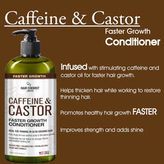 Hair Chemist caffeine-castor conditioner label closeup highlights caffeine and oil blend