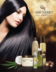 Hair Chemist Coconut Oil Serum on hair with added natural shine.