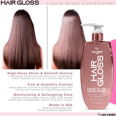 Hair Chemist Hair Gloss Liquid Glass demonstrates detangling action on strands.