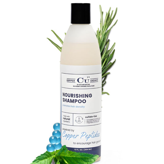 Hair Health Institute Copper Chemist shampoo bottle front view, doctor-developed for all hair types.