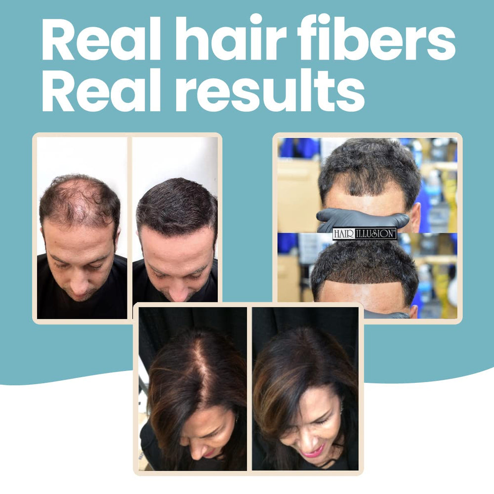 Hair Illusion dark brown bottle cap image highlights easy daily application.