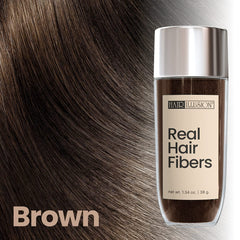 Hair Illusion fiber application close-up blends fibers with real hair