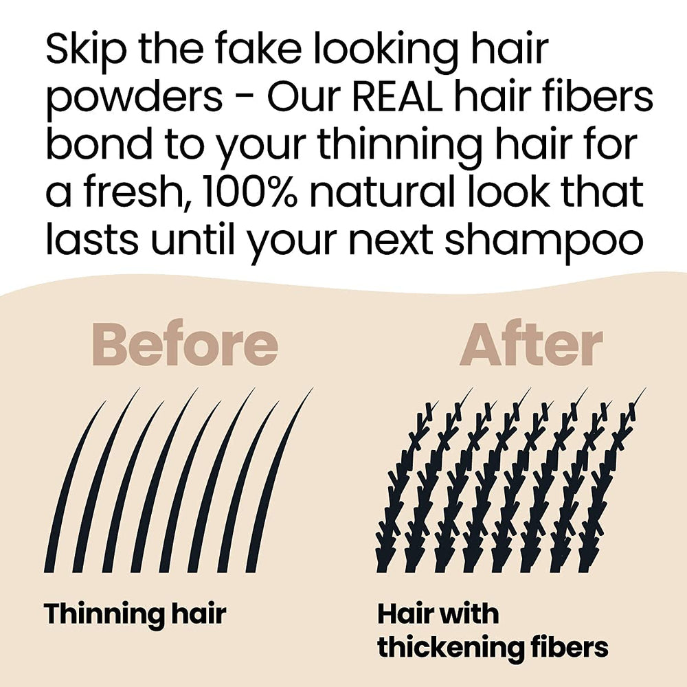 Hair Illusion fiber dispersion on hair highlights added volume.