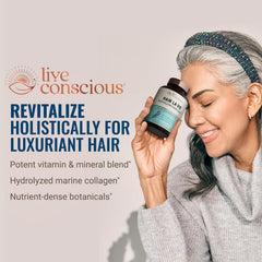 Hair La Vie Revitalizing Blend label emphasizes non-GMO and dairy-free formulation.